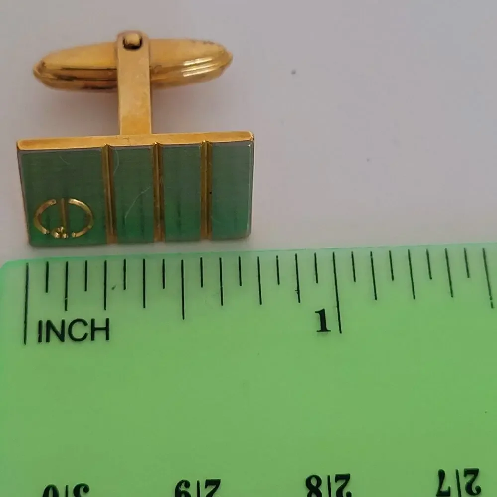 Dunhill D Cufflinks Silver Gold Tone Logo Rectangle Logo Retro Stripped Designer